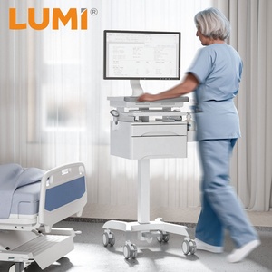 Medical Cart Mobile Height Adjustable Rolling Hospital Treatment Crash IV Surgical Telemedicine Trolley