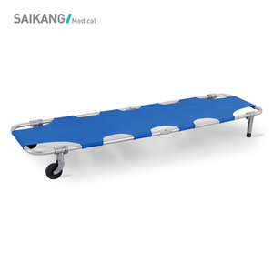 SKB040(A004) Stainless Steel Medical Folding Emergency Stretcher with Wheels