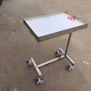 Height Adjustable Hospital Mobile Tray Stand With Post 304 Stainless steel Mayo Trolley