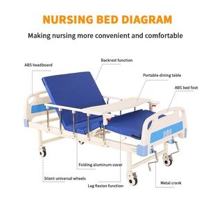 Hospital Patient Bed Two Crank Medical Bed Backrest Adjustment For Patient Recovery