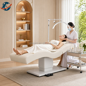 Medical Beauty Treatment Table Electric Adjustable Examination Bed Facial Spa Couch With Stainless Steel Pedestal Base
