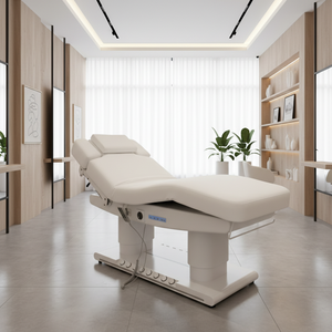 Luxury Aesthetic Spa Wooden Base Electric Heated Lift Massage Bed