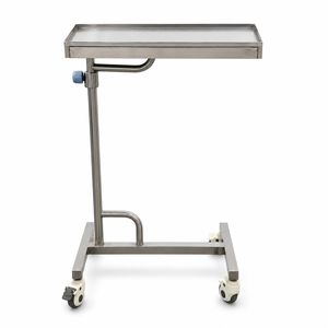 Hospital Adjustable Single Pole Mayo Stand Instrument Tray Holder 4-Wheel Brake Caster